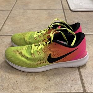 Nike Women's Athletic Shoes - Neon Yellow and Pink